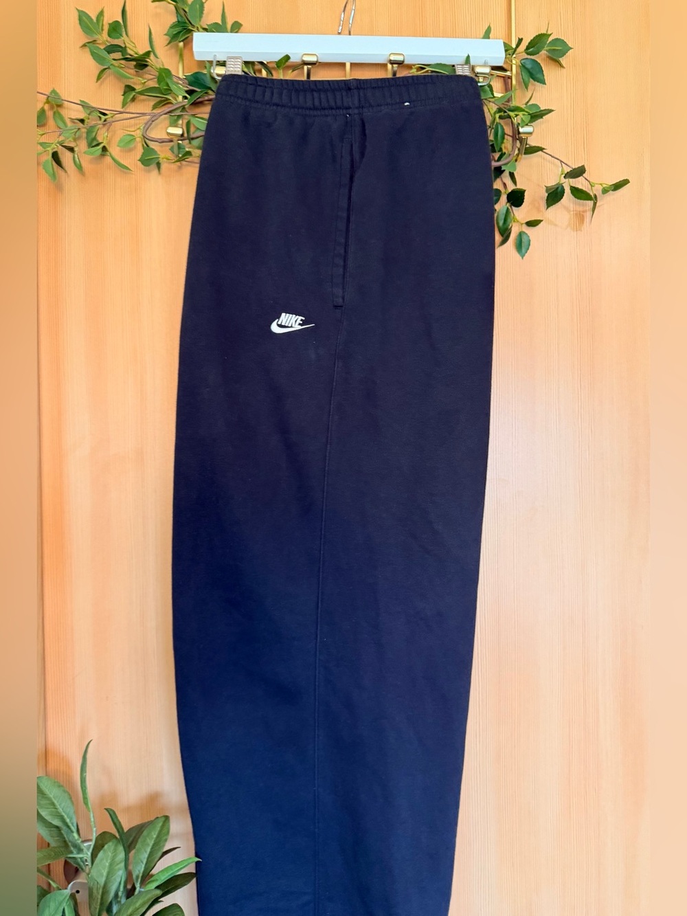 Nike Black Fleece Sweatpants XL Wide Leg Open Hem Joggers